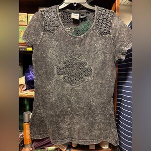 Harley-Davidson Black Embellished Short Sleeve Tee